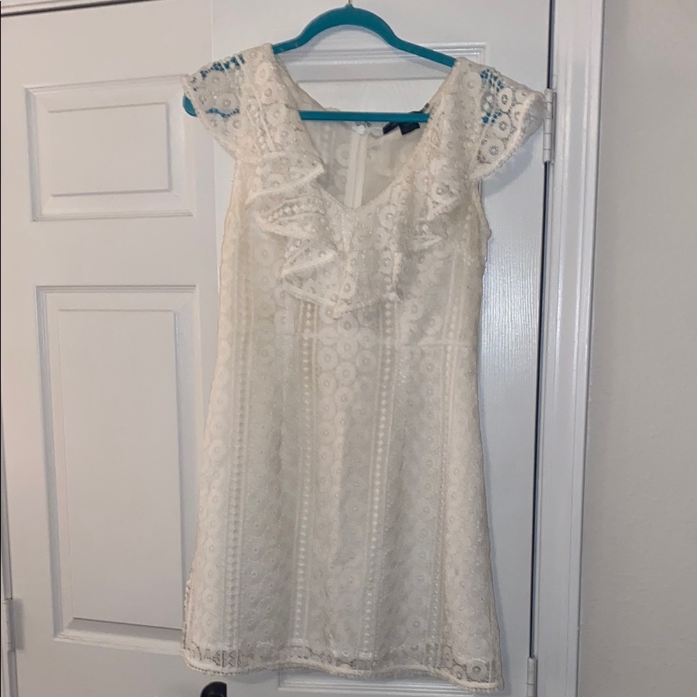 Lace Ruffle White Dress